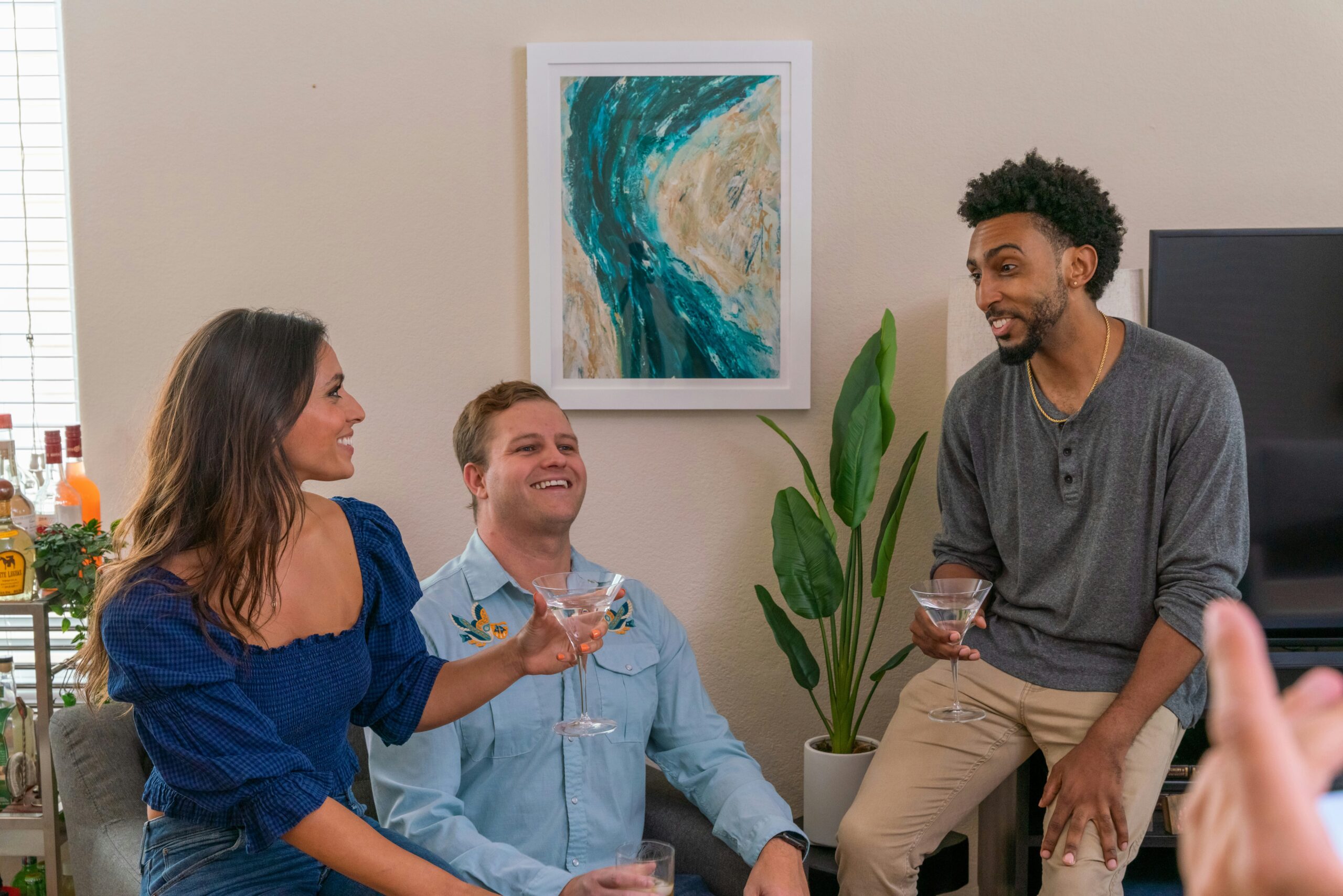 Confident person interacting casually in public