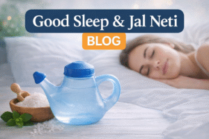 “Good sleep improvement with Jal Neti using nose cleaning bottle for clear breathing and deep sleep