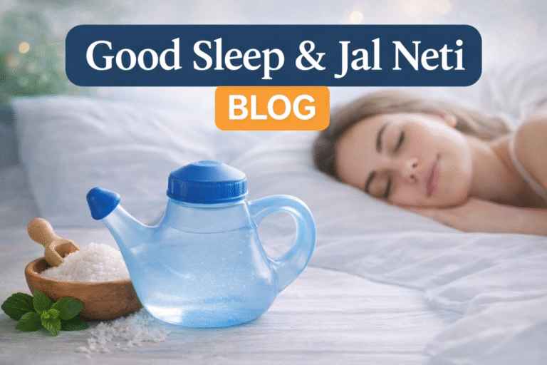 “Good sleep improvement with Jal Neti using nose cleaning bottle for clear breathing and deep sleep
